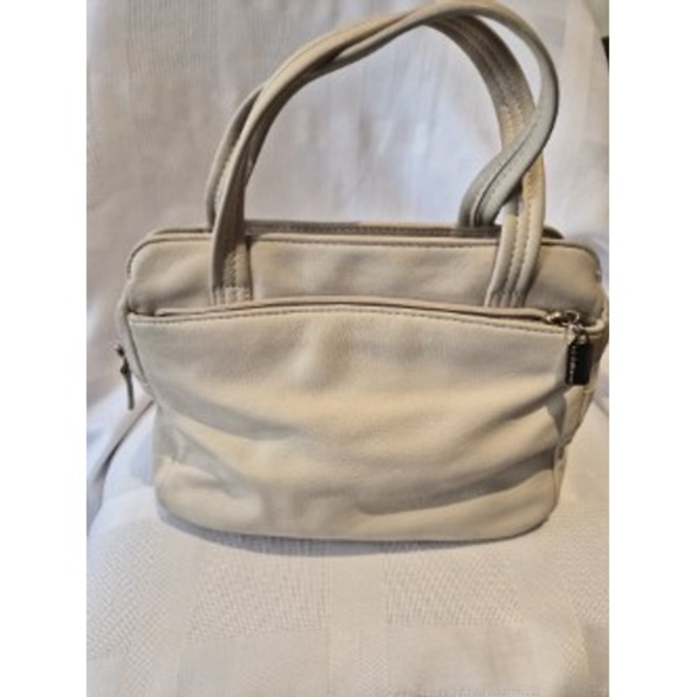 Liz Claiborne Leather Co Cream Off White Pebble Leather Small Satchel Handbag